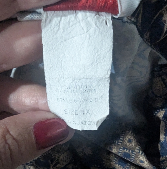 Only Necessities Womens 1X Grannie Core Blue Gold Print Rayon Maxi Nightgown VTG - Picture 11 of 14